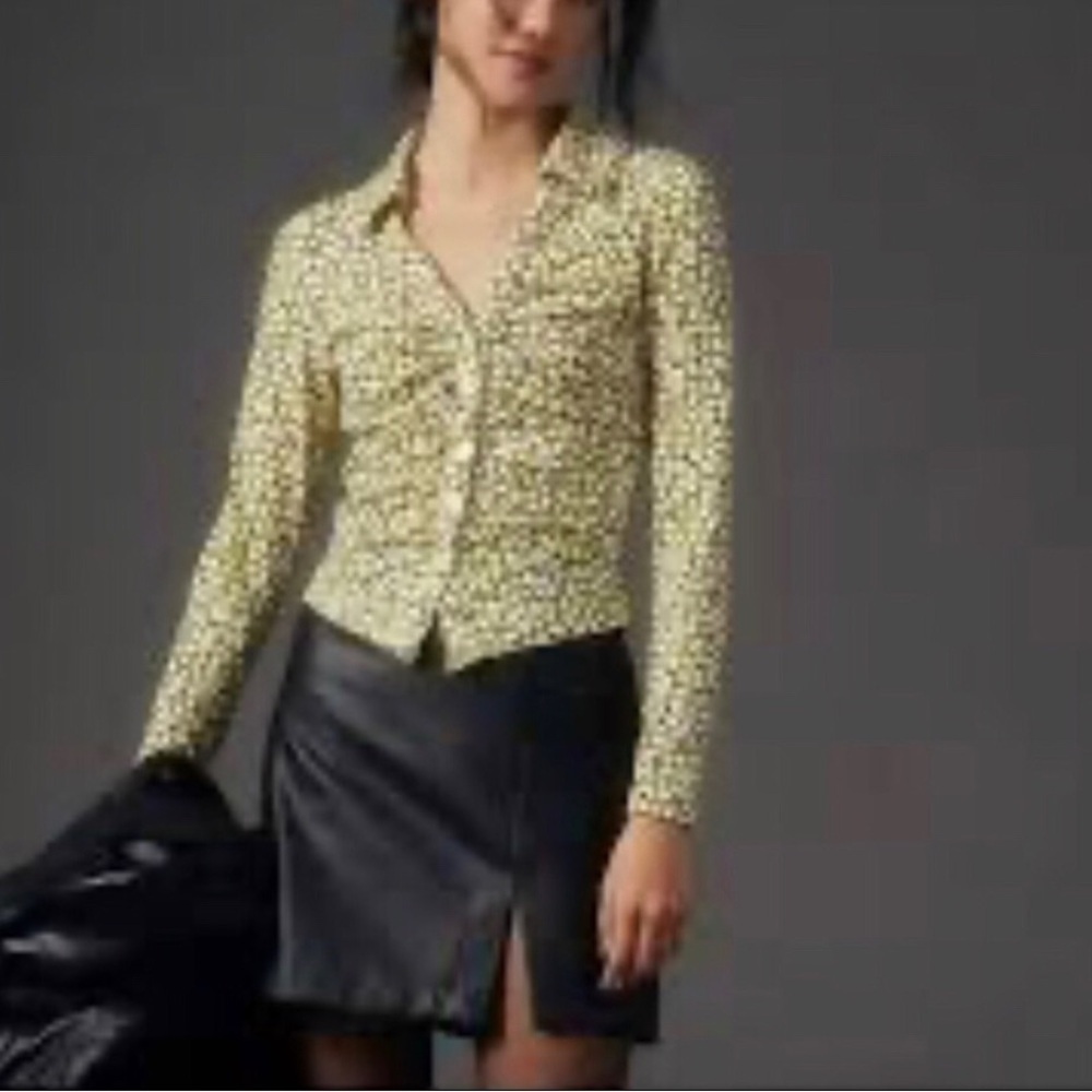 Maeve by Anthropologie Yellow and Black Floral Blouse Size M - Picture 4 of 13